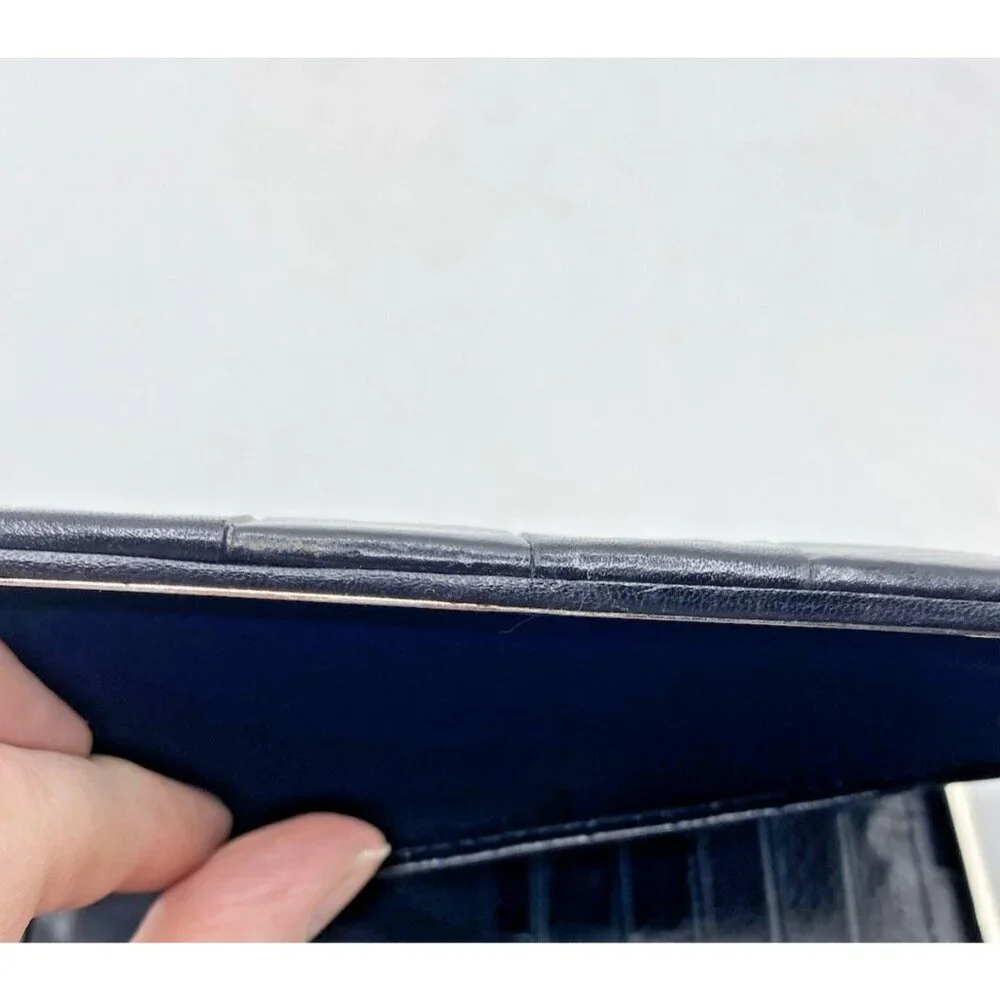 Brighton Black Leather Small Organizer Checkbook Bag Wallet Clutch 7.5 x 4.5”